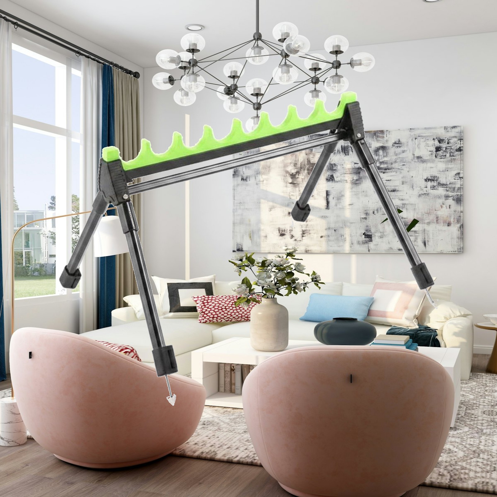 Fishing Rod Rack - Telescopische hengelstandaard, draagbare opvouwbare beugel, multi-slot